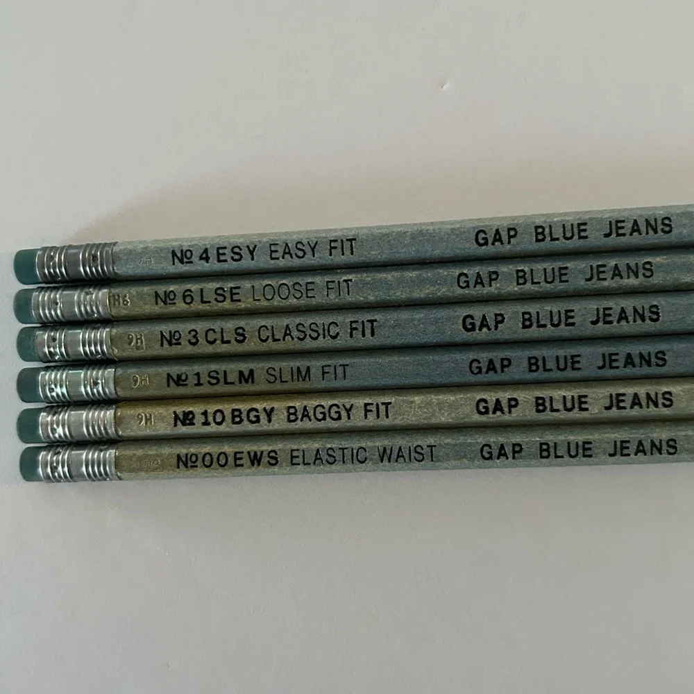 Vintage 90’s GAP Blue Jeans Denim Graphite 6 Pencil Set - Made from Denim Scrap